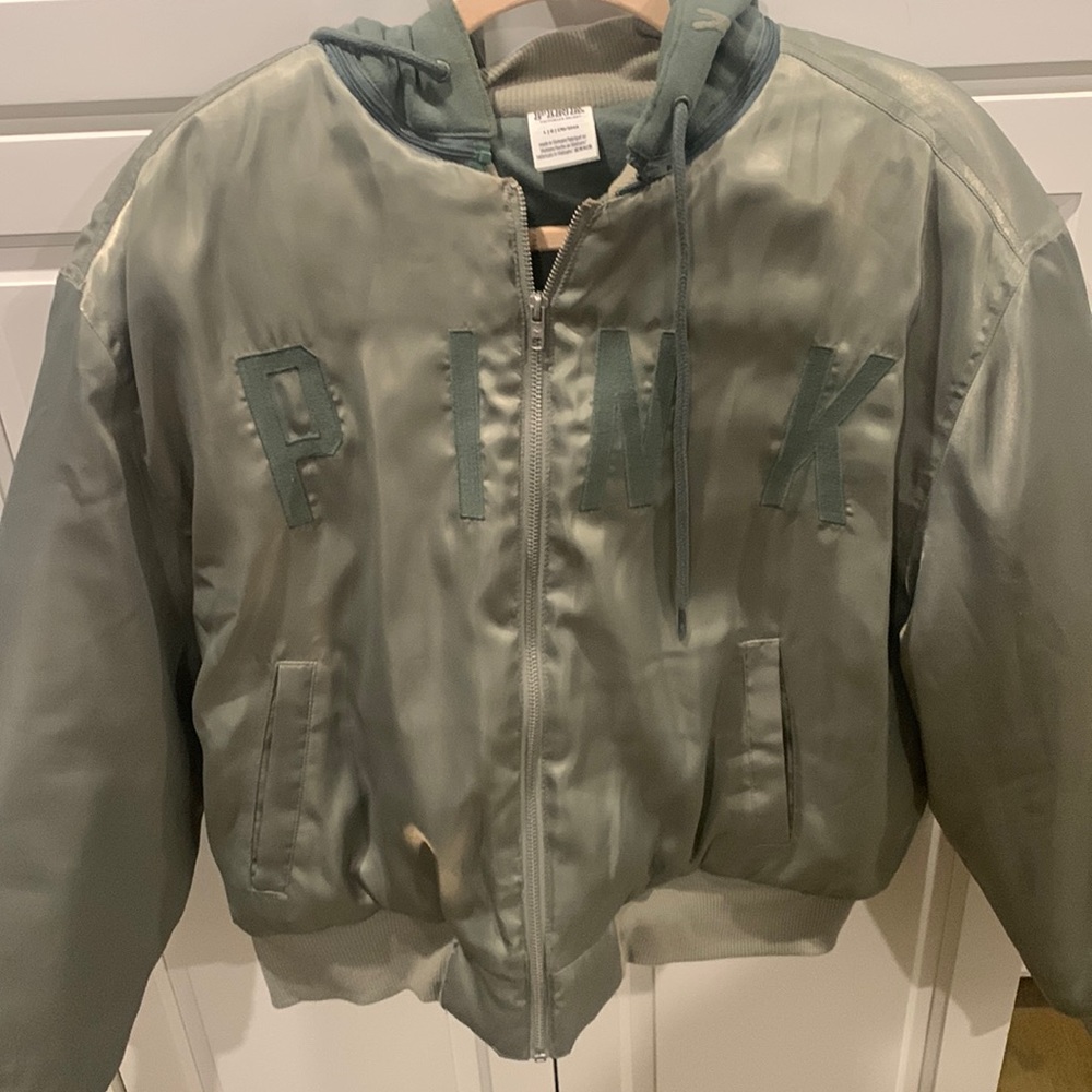 Pink / almost new satin jacket with PINK logo